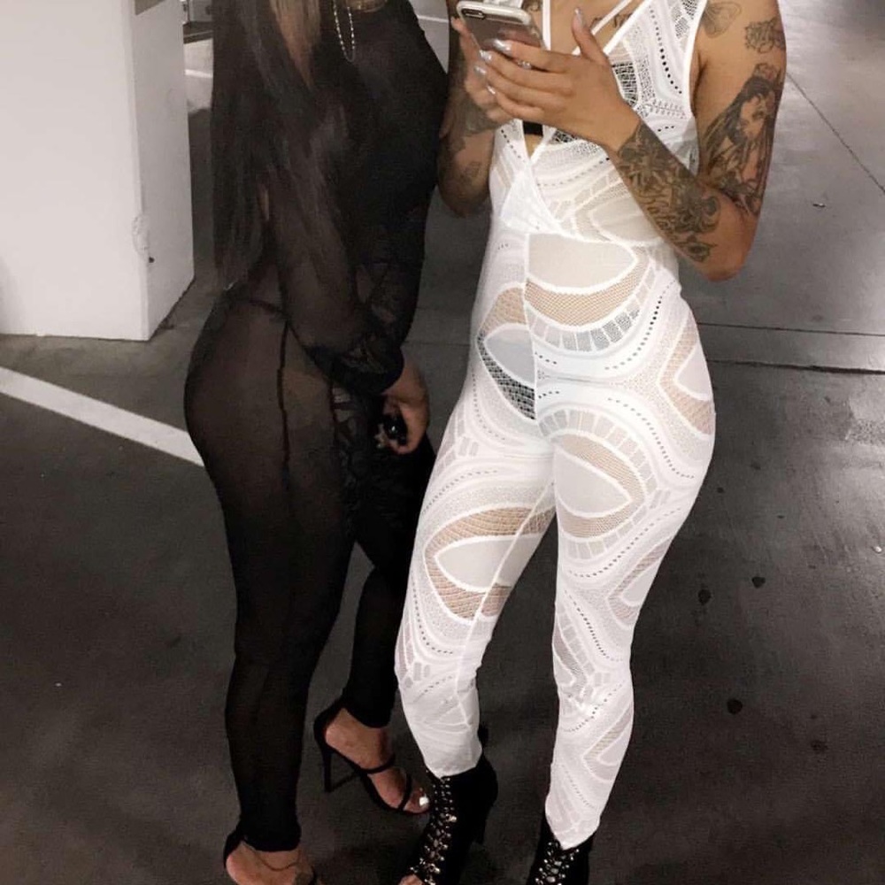 Black mesh pants jumpsuit “Slightly see through”